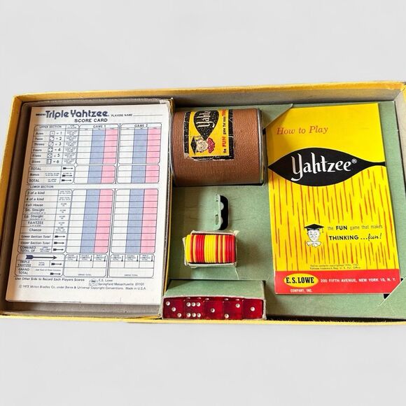 Vintage Dated 1956 Yahtzee Board Game Original Box Complete E.S. Lowe Co. Inc - Picture 4 of 8
